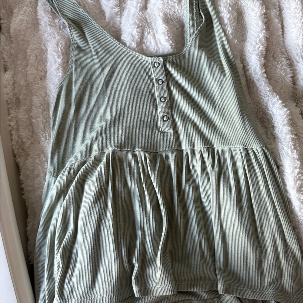 American Eagle Outfitters Light Green Ribbed Tank Top